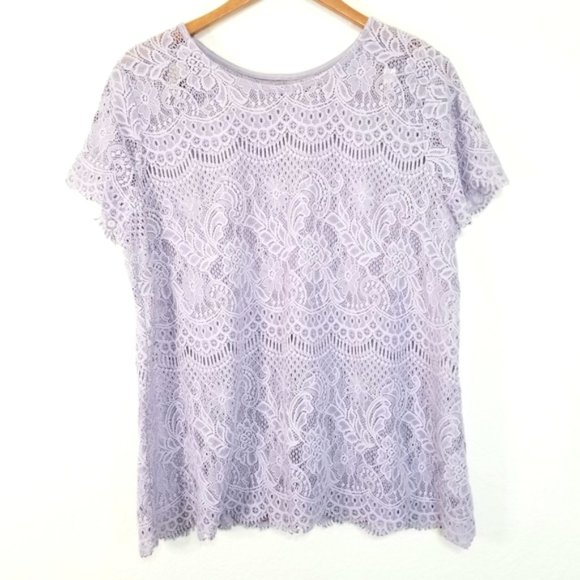 Maurices Tops - Maurices Purple Lace Short Sleeve Top